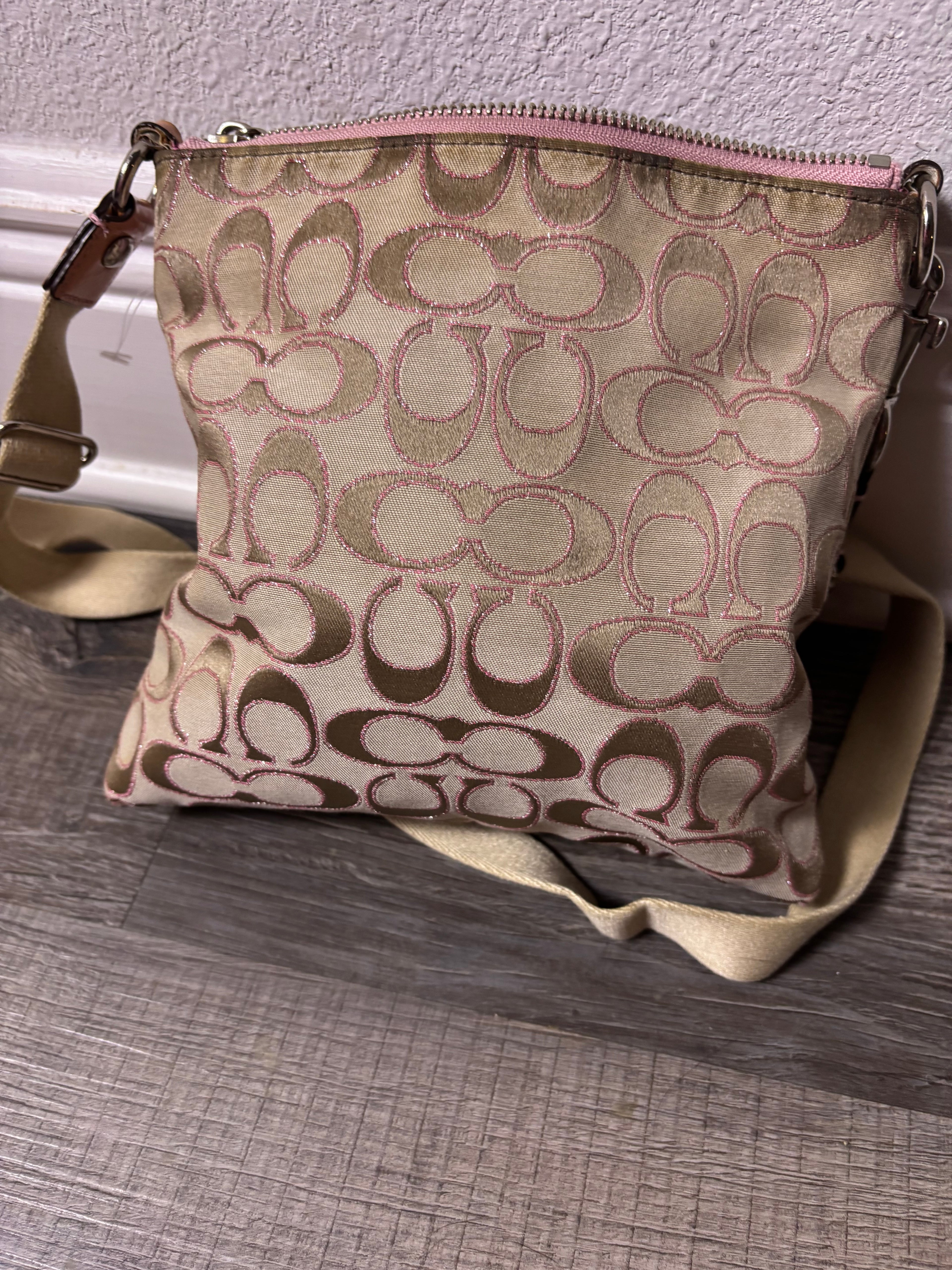 Coach Poppy Glam Signature Jacquard Pink Crossbody Bag Y2k