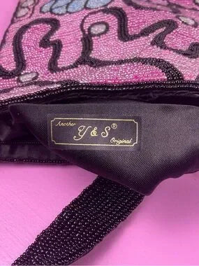 Vintage Hand Beaded Pink & Black Crossbody Bag | Another Y & S Original