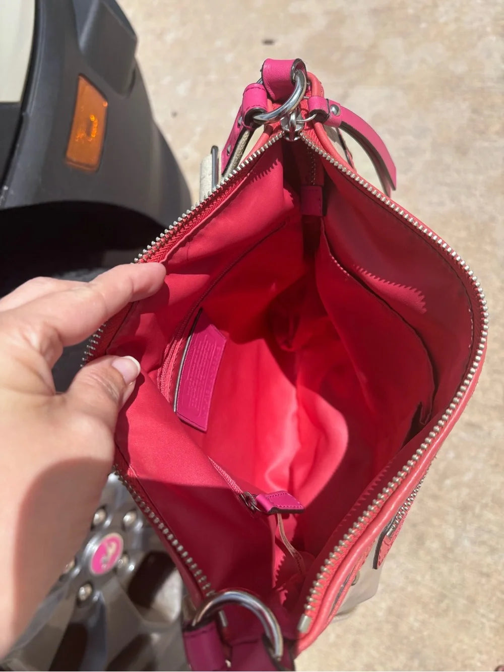 Coach Daisy Spectator Emma File Crossbody | Style F23943 | Cream, Coral & Hot Pink