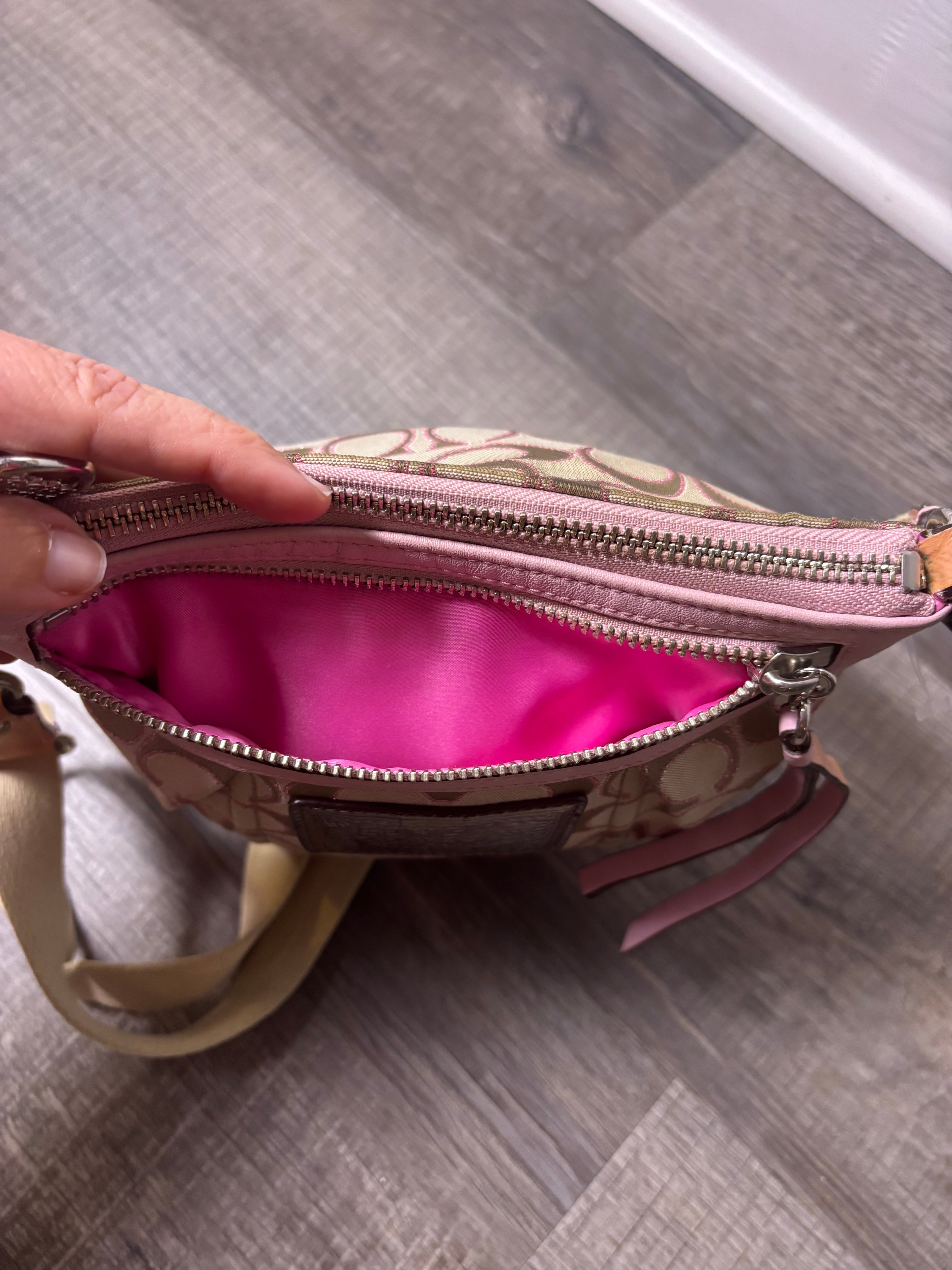 Coach Poppy Glam Signature Jacquard Pink Crossbody Bag Y2k