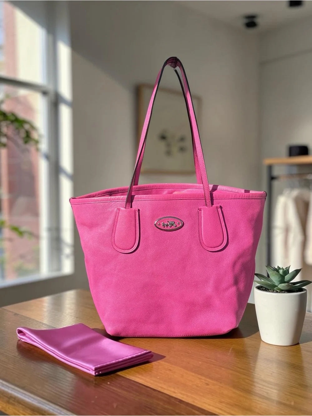 Coach New York Taxi Tote & Wallet Set – Hot Pink Crossgrain Leather | Barbiecore Luxury