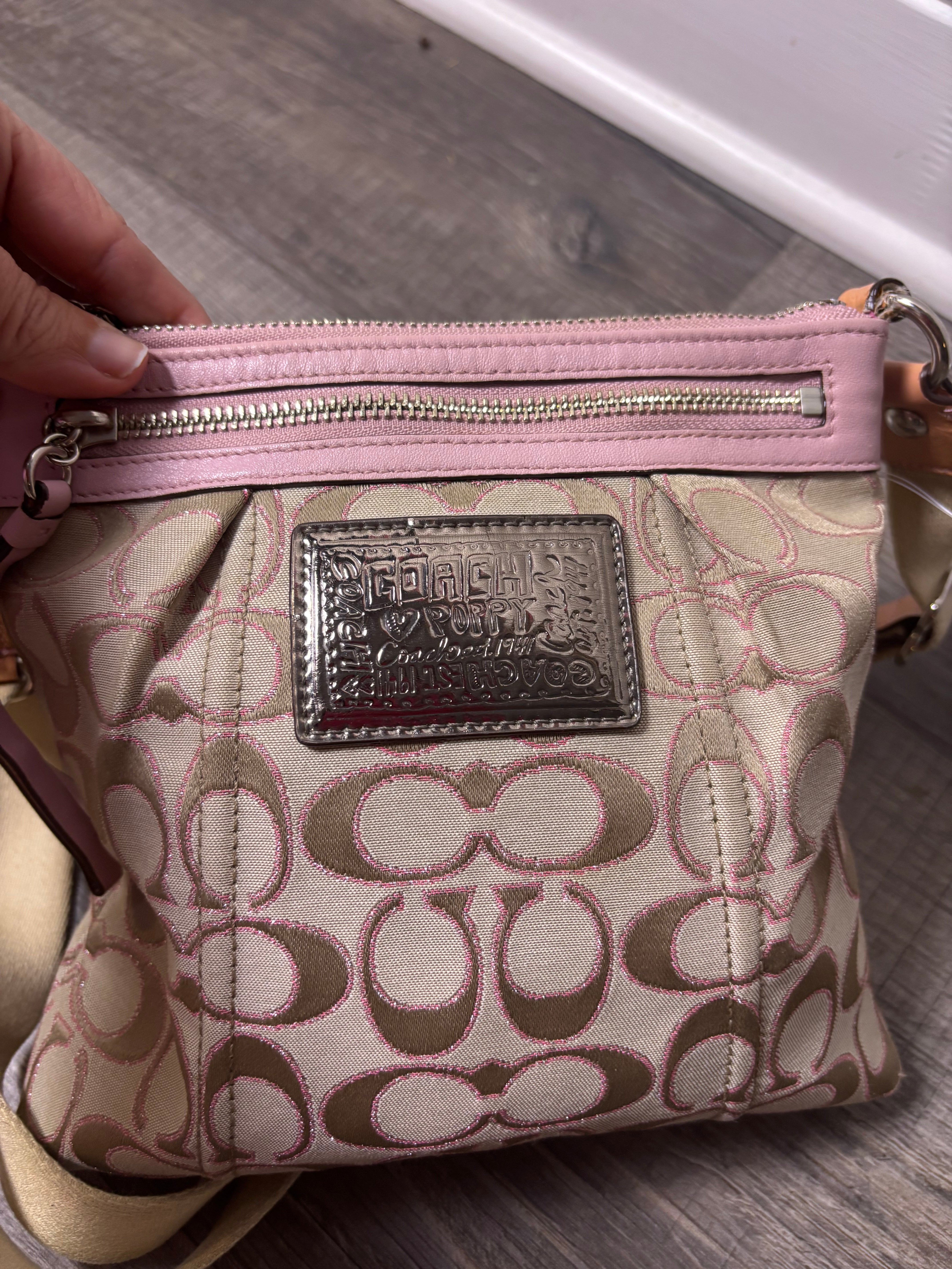 Coach Poppy Glam Signature Jacquard Pink Crossbody Bag Y2k
