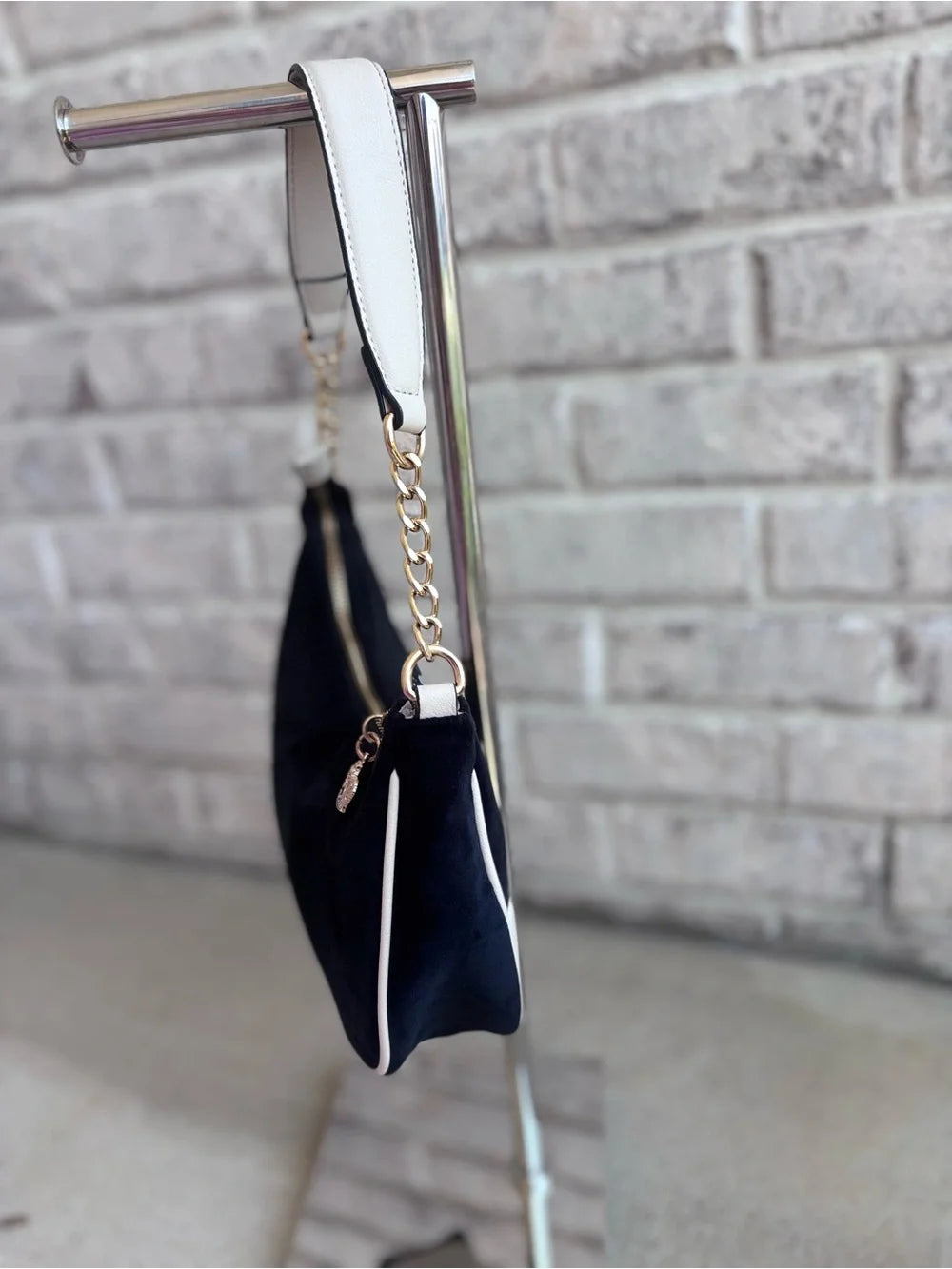 Juicy Couture Y2K Velour Mini Shoulder Bag Black & White Crown Embroidered