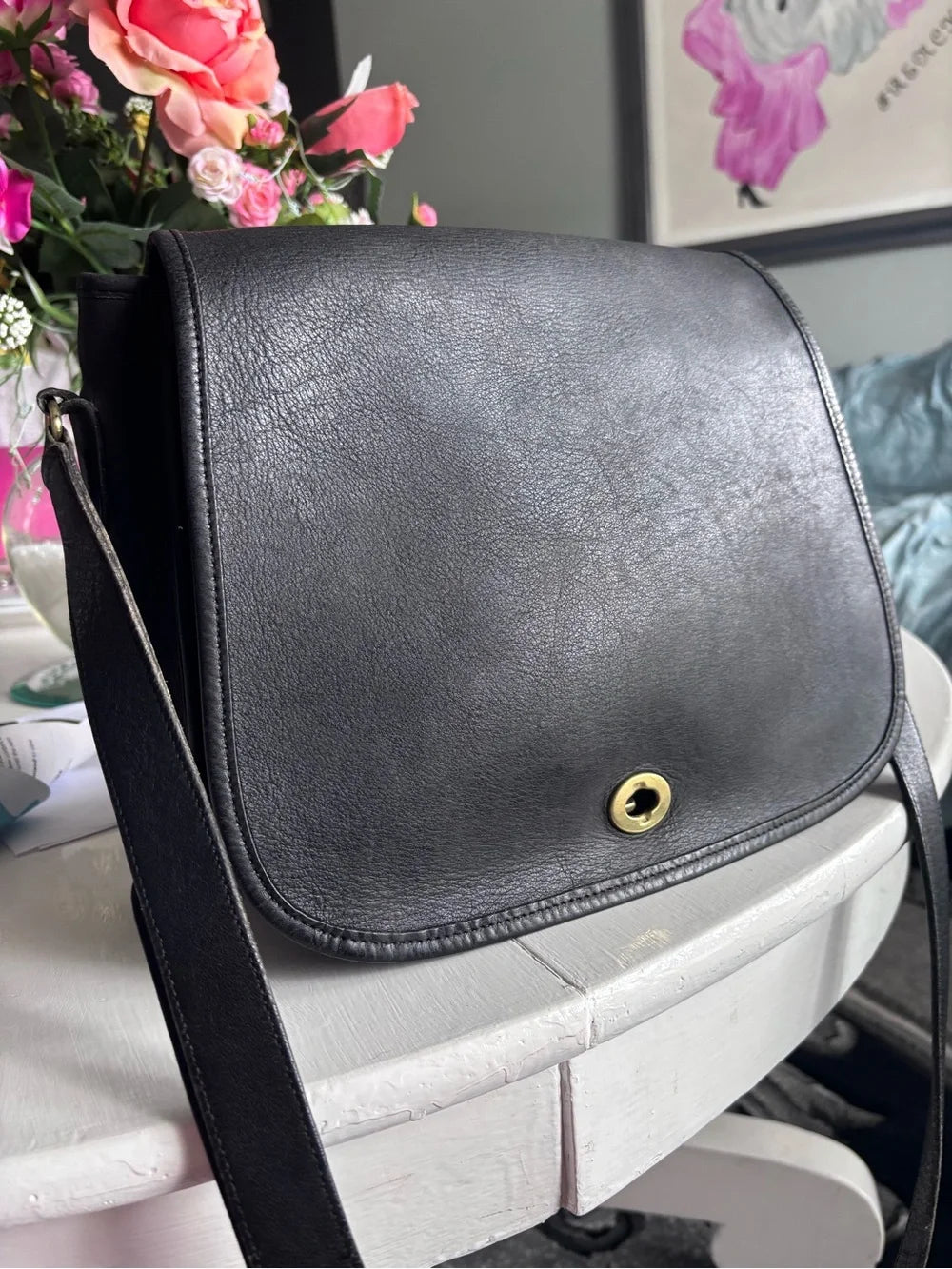 Vintage Coach Ranch Bag 9852 | Black Glovetanned Leather Crossbody | Made in USA