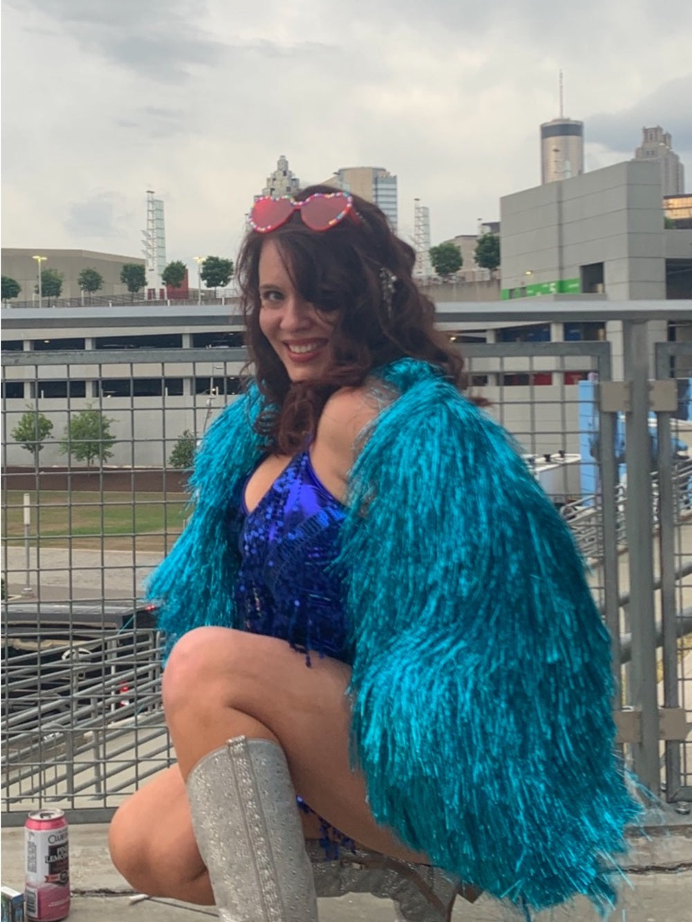 Akira I’m so fancy Shacket by Akira blue metallic fringe jacket shawl