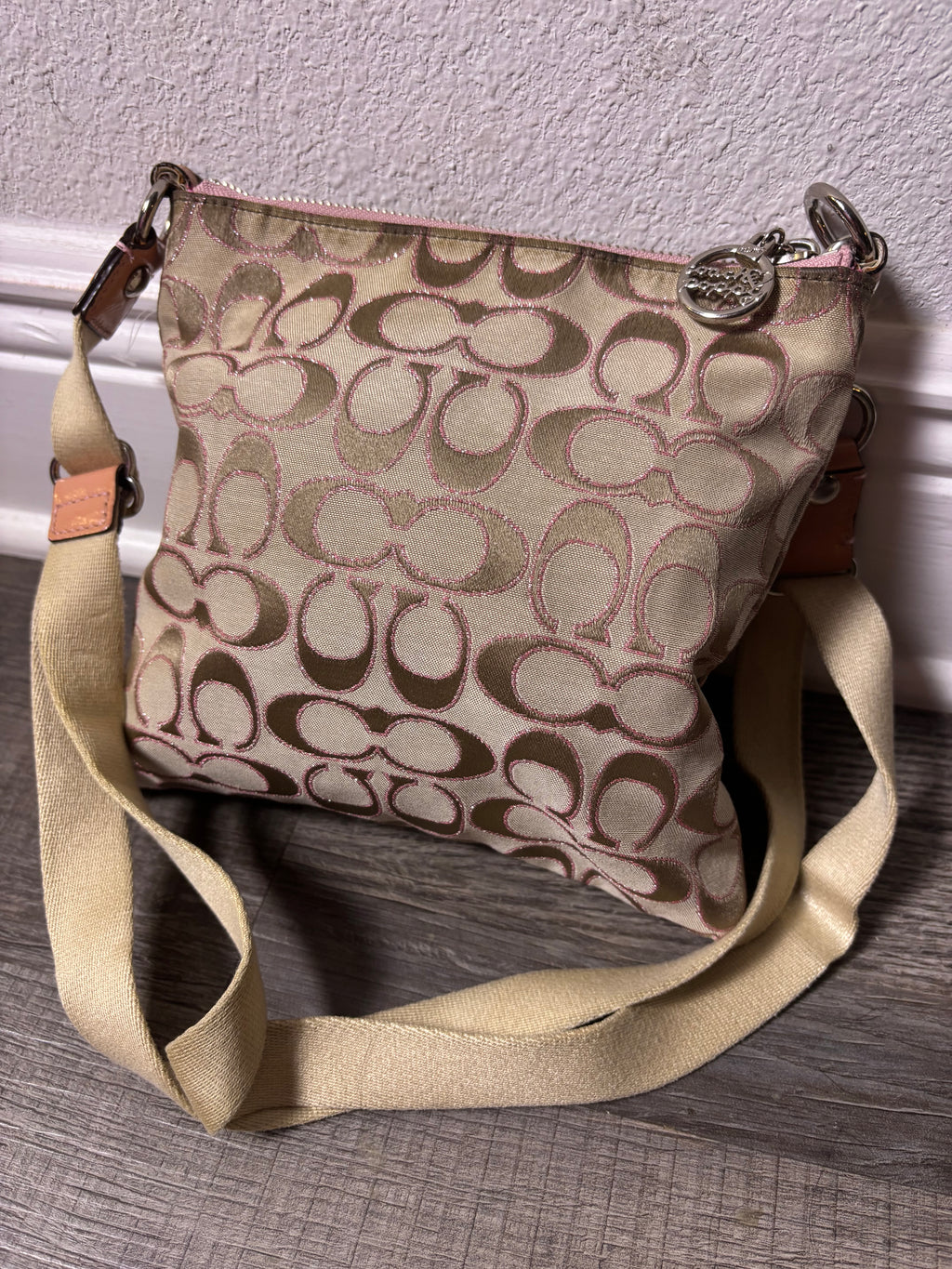 Coach Poppy Glam Signature Jacquard Pink Crossbody Bag Y2k