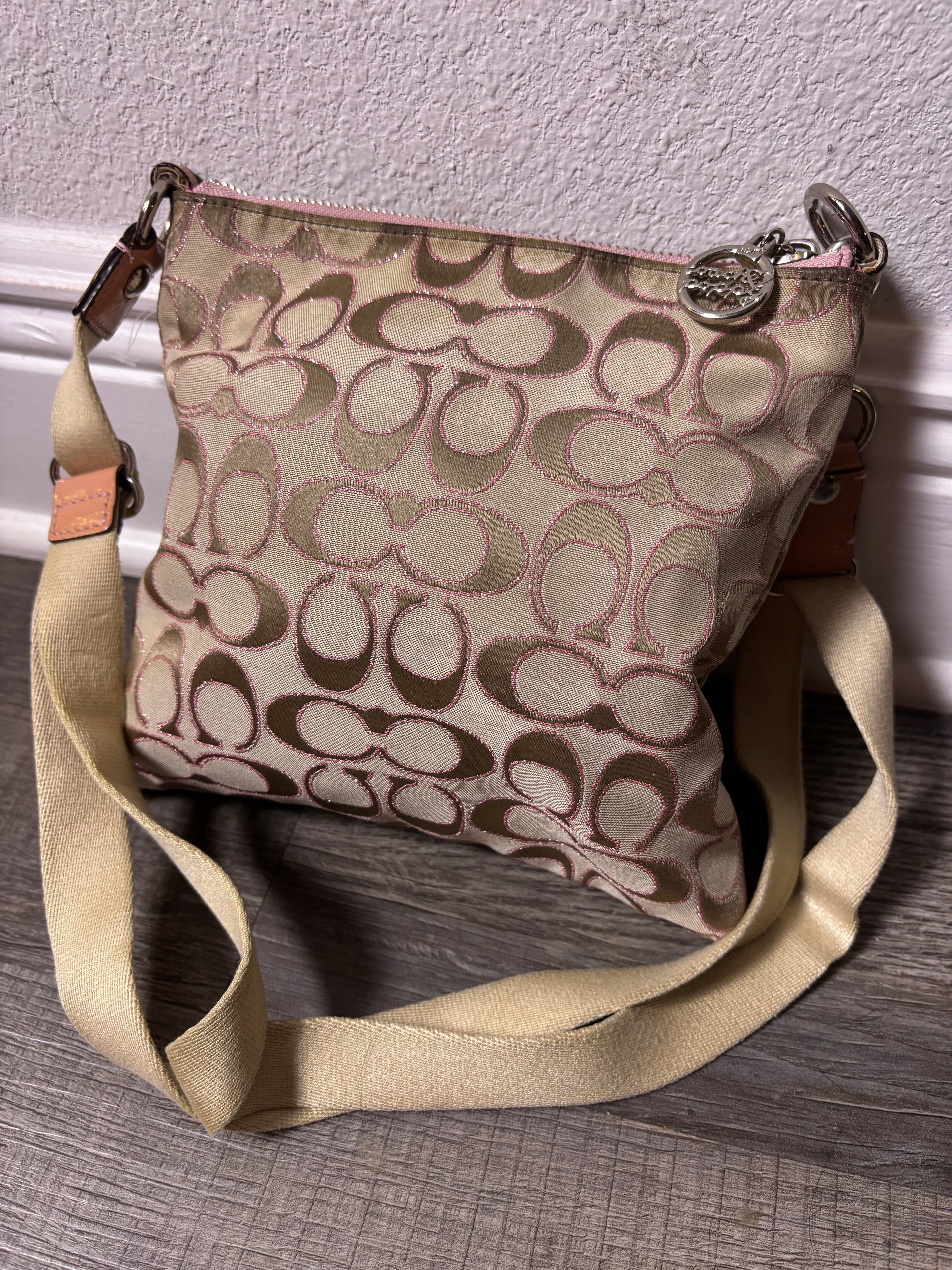 Coach Poppy Glam Signature Jacquard Pink Crossbody Bag Y2k