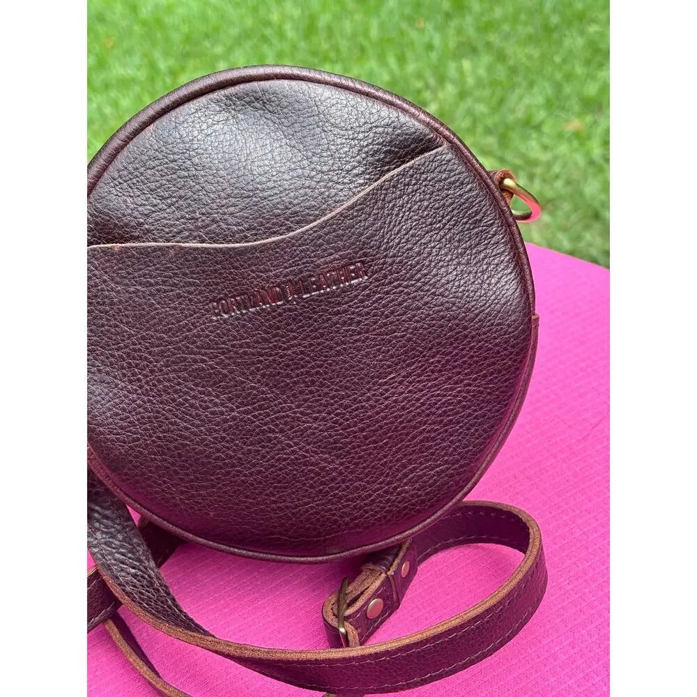 Portland Leather Perfect Circle Crossbody | Cold Brew Full Grain Leather Round Bag