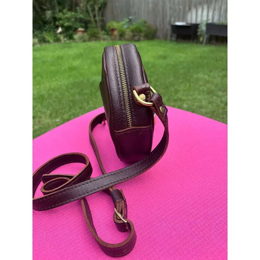 Portland Leather Perfect Circle Crossbody | Cold Brew Full Grain Leather Round Bag